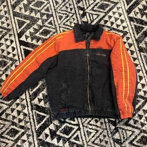L.L. Bean Washed Black and Orange Bomber Jacket